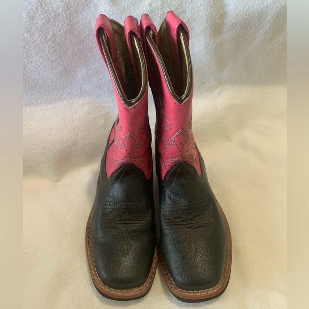 Swift Creek Cowboy Boots Leather Square Toe Toddler Girl Pink Size 9.5 D 1724C